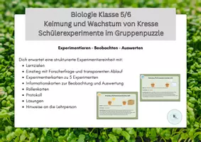 Vorschau - Arbeitsblätter - Keimung & Wachstum von Kresse – Schülerexperimente mit Protokoll | Biologie Klasse 5/6 - Deckblatt