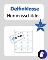 Vorschau - Bildkarten - Namensschilder Delfinklasse | Schubladen & Hefte beschriften | Klassentier Delfin - Deckblatt