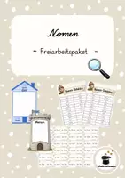 Vorschau - Spiele - Nomen Übungen Klasse 2 | Artikel, Einzahl & Mehrzahl, Nomen erkennen | Freiarbeit mit Selbstkontrolle - Deckblatt
