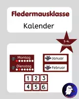 Vorschau - Poster - Kalender für die Grundschule – Wochentage, Monate & Datum | Fledermausklasse - Deckblatt