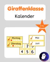 Vorschau - Poster - Kalender für die Grundschule – Wochentage, Monate & Datum | Giraffenrklasse - Deckblatt