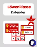 Vorschau - Poster - Kalender für die Grundschule – Wochentage, Monate & Datum | Löwenklasse - Deckblatt