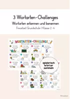 Vorschau - Arbeitsblätter - Wortarten-Challenges - Wortarten Klasse 2 - 4 I Freiarbeit - Deckblatt