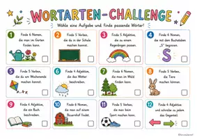 Vorschau - Arbeitsblätter - Wortarten-Challenges - Wortarten Klasse 2 - 4 I Freiarbeit - Seite 3