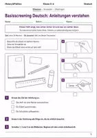 Vorschau - Arbeitsblätter - Basisscreening Anleitungen verstehen Klasse 5–6 - Deckblatt
