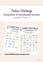 Vorschau - Arbeitsblätter - Farben-Challenge - Konzentrationsübung / Denkpause - Deckblatt