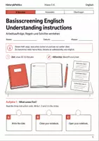 Vorschau - Arbeitsblätter - Englische Anweisungen Basisscreening Klasse 5–6 - Deckblatt