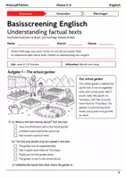 Vorschau - Arbeitsblätter - Englische Sachtexte Basisscreening Klasse 5–6 - Deckblatt