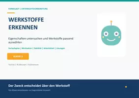 Vorschau - Stundenentwürfe - Technik Klasse 5 Werkstoffe erkennen - Deckblatt