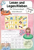 Vorschau - Arbeitsblätter - Lesen und Legen/Kleben: Im Schwimmbad/Sommer (Kl.1-2) - Deckblatt