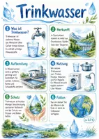 Vorschau - Arbeitsblätter - Lernposter + Arbeitsblätter zum Thema "Trinkwasser" + Lösung & MP3 + Mindmap + Infografik - Deckblatt