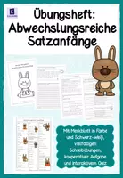 Vorschau - Unterrichtsreihen - Aufsatztraining: Abwechslungsreiche Satzanfänge – Übungen, Merkblatt & Quiz - Deckblatt
