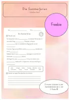 Vorschau - Arbeitsblätter - Lückentext zu den Sommerferien - Deckblatt