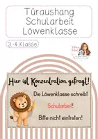 Vorschau - Bildkarten - Türaushang Schularbeit Löwenklasse - Deckblatt