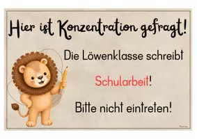 Vorschau - Bildkarten - Türaushang Schularbeit Löwenklasse - Seite 1