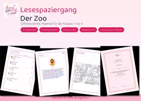 Vorschau - Arbeitsblätter - Lesespaziergang Zoo, differenziertes Material für die Jahrgangsstufen 1/2 und 3/4 - Deckblatt