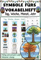 Vorschau - selbst erstellte Cliparts/Grafiken - DaZ - Symbole fürs Vokabelheft "Tag, Woche, Monat, Jahr" Thema "Datum und Uhrzeit" DaZ / DaF / Deutsch - Deckblatt