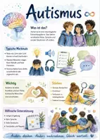 Vorschau - Arbeitsblätter - Lernposter + Arbeitsblätter zum Thema "Autismus" + Lösung & MP3 + Mindmap + Infografik - Deckblatt