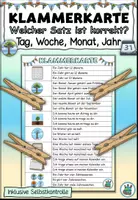 Vorschau - Aufgabenkarten - DaZ - Klammerkarte "Tag, Woche, Monat, Jahr" Thema Kalender und Zeit - DaZ / Deutsch - Deckblatt