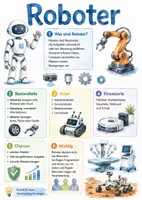 Vorschau - Arbeitsblätter - Lernposter + Arbeitsblätter zum Thema "Roboter" + Lösung & MP3 + Mindmap + Infografik - Deckblatt