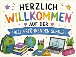Vorschau - Bildkarten - Willkommensgruß 5. Klasse - Seite 1