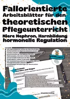 Vorschau - Arbeitsblätter - Niere, Nephron, Harnbildung und hormonelle Regulation | Fallorientierte Arbeitsblätter für den theoretischen Pflegeunterricht - Deckblatt