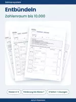 Vorschau - Arbeitsblätter - Stellenwertsystem: Entbündeln bis 10.000 – Dienes Material - Deckblatt