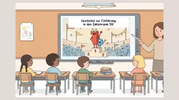 Vorschau - Präsentationen/Tafelbilder - Einführungsgeschichte Zahlenlauf 100 - digitale Tafel (Tafelkino) - Deckblatt