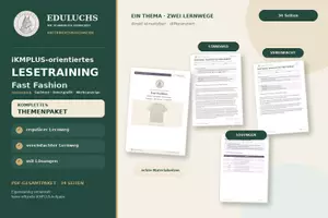 Vorschau - Stundenentwürfe - Fast Fashion - materialgestütztes Lesen & Werbung prüfen | 7./8. (IKMPlus-orientiert) - Deckblatt