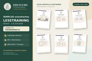 Vorschau - Stundenentwürfe - iKMPLUS-orientiertes Lesetraining - 6 Themen | editierbares Paket PDF+WORD - Deckblatt