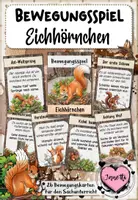 Vorschau - Spiele - Eichhörnchen – Bewegungsspiel | 26 Bewegungskarten für den Sachunterricht | Klasse 1–2 - Deckblatt
