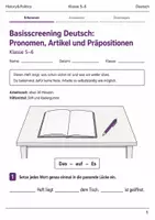 Vorschau - Arbeitsblätter - Basisscreening Pronomen, Artikel und Präpositionen Klasse 5–6 - Deckblatt