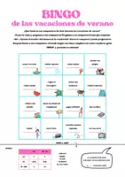 Vorschau - Arbeitsblätter - Bingo de las vacaciones de verano - Deckblatt