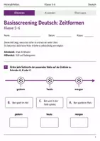 Vorschau - Arbeitsblätter - Basisscreening Zeitformen Deutsch Klasse 5–6 - Deckblatt