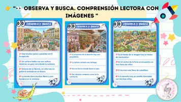 Vista previa - Hojas de trabajo - OBSERVA Y BUSCA. COMPRENSIÓN LECTORA CON IMÁGENES. - Portada