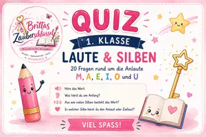 Vorschau - Interaktives Material - Quiz 1. Klasse - Laute und Silben (Anfangslaute MAEIOU) - Deckblatt