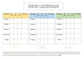 Vorschau - Arbeitsblätter - Lesepass - Deckblatt