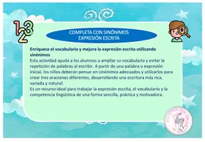 Vista previa - Hojas de trabajo - SINÓNIMOS. AMPLIA VOCABULARIO. Y COMPLETA - página 1