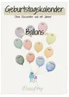 Vorschau - Poster - Geburtstagskalender - Ballons - ohne Klassentier - Deckblatt
