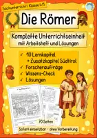 Vorschau - Unterrichtsreihen - Die Römer – komplette Unterrichtseinheit | Arbeitsheft, Arbeitsblätter, Wissens-Check & Lösungen | Sachunterricht Klasse 4/5 - Deckblatt