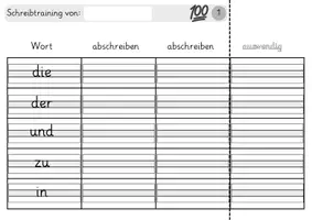 Vorschau - Arbeitsblätter - Rechtschreibung Klasse 2 – Schreibtrainung 100 häufigste Wörter - Seite 1