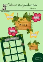 Vorschau - Mal- und Bastelvorlagen - Geburtstagskalender Grundschule Klasse 1-4 | Dschungel | Klassenorganisation - Deckblatt