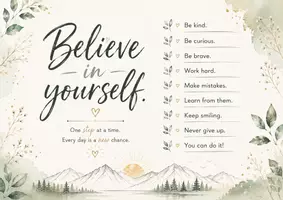 Vorschau - Poster - Motivationskarte: Believe in yourself - Deckblatt