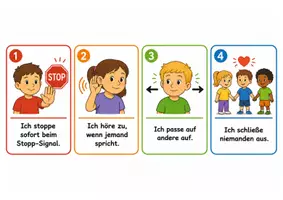 Vorschau - Bildkarten - Unsere ersten Regeln - Sport Klasse 1 - Anfangsunterricht - Deckblatt