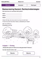 Vorschau - Arbeitsblätter - Basisscreening Rechtschreibstrategien Deutsch Klasse 5–6 - Deckblatt