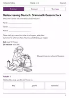 Vorschau - Arbeitsblätter - Basisscreening Grammatik Deutsch Klasse 5–6 - Deckblatt