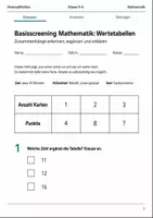Vorschau - Arbeitsblätter - Wertetabellen Basisscreening Klasse 5–6 - Deckblatt