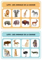 Aperçu - Jeux - Loto - Des animaux de la savane - Page 1