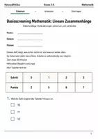 Vorschau - Arbeitsblätter - Lineare Zusammenhänge Basisscreening Klasse 5–6 - Deckblatt