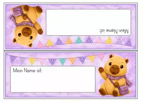 Vorschau - Mal- und Bastelvorlagen - Namensschilder - Capybara-Edition | 5 Designs | FREEBIE - Seite 1
